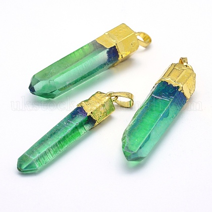 Electroplated Natural Quartz Crystal Pointed Pendants UK-G-A172-08D-1