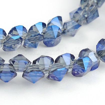 Full Rainbow Plated Faceted Diamond Glass Bead Strands UK-EGLA-J084-FR02-K-1