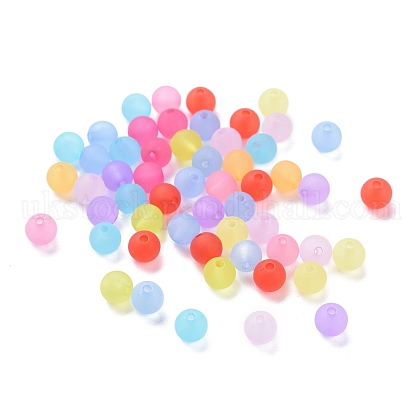6mm Mixed Transparent Round Frosted Acrylic Ball Bead UK-X-FACR-R021-6mm-M-1