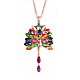 Peacock Spreading Tail Real 18K Gold Plated Alloy Rhinestone Pendant Sweater Necklaces UK-NJEW-DD0009-042-K-1