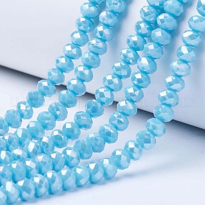Electroplate Glass Beads Strands UK-EGLA-A034-P6mm-B15-1
