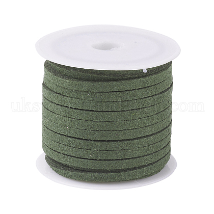 3x1.5mm Olive Flat Faux Suede Cord UK-X-LW-R003-14-1