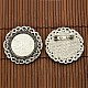 25mm Transparent Glass Cabochons and Flat Round Tibetan Style Brooch Cabochon Settings UK-DIY-X0188-AS-NR-4