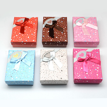 Rectangle with Heart Cardboard Jewelry Boxes UK-CBOX-Q034-18-1
