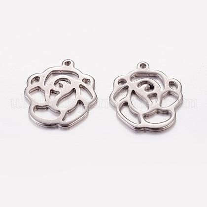 Original Color Flower Rose Charms 201 Stainless Steel Pendants UK-X-STAS-G029-15-1