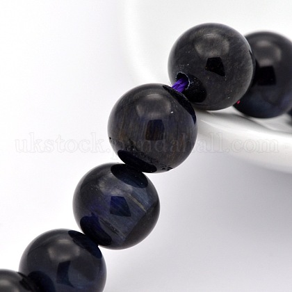 Natural Purple Tiger Eye Beads Strands UK-G-P088-47-8mm-K-1