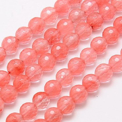 Cherry Quartz Glass Beads Strands UK-G-G542-8mm-03-K-1