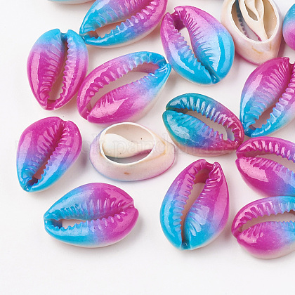 Spray Painted Natural Cowrie Shell Beads UK-X-SHEL-S274-01A-1