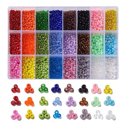 24 Colors 8/0 Glass Seed Beads UK-SEED-X0052-02-3mm-1