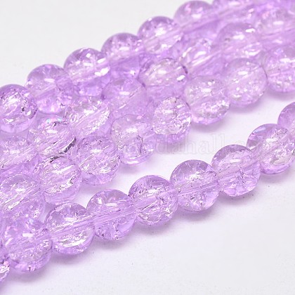 Two Tone Crackle Glass Beads Strands UK-GLAA-F034-8mm-08-K-1