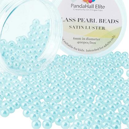 6mm About 400Pcs Glass Pearl Beads Light Cyan Tiny Satin Luster Loose Round Beads in One Box for Jewelry Making UK-HY-PH0001-6mm-034-1