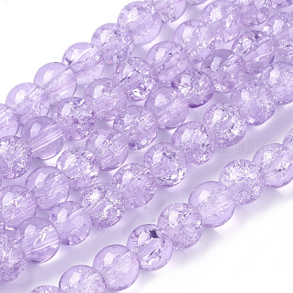 Spray Painted Crackle Glass Beads Strands UK-CCG-Q002-6mm-04-1