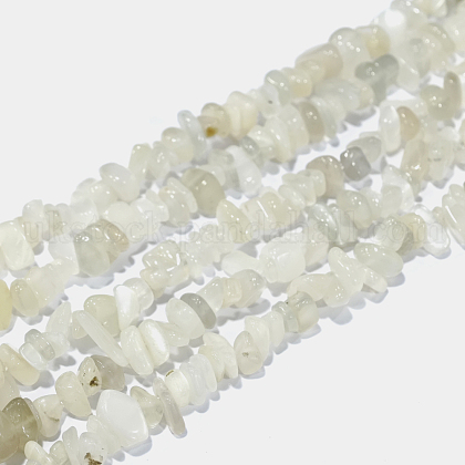 Natural White Moonstone Chip Beads Strands UK-G-E271-112-1