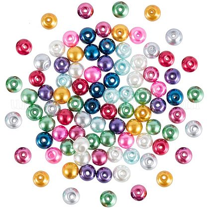6mm Multicolor Round Glass Pearl Beads About 200pcs for Jewelry Necklace Craft Making UK-HY-PH0008-6mm-01M-1