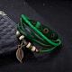 Casual Unisex Zinc Alloy Leaf and Leather Multi-strand Bracelets UK-BJEW-BB15595-D-10