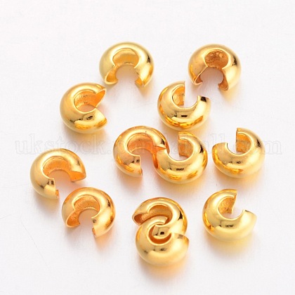 Brass Crimp Beads Covers UK-EC266-G-1