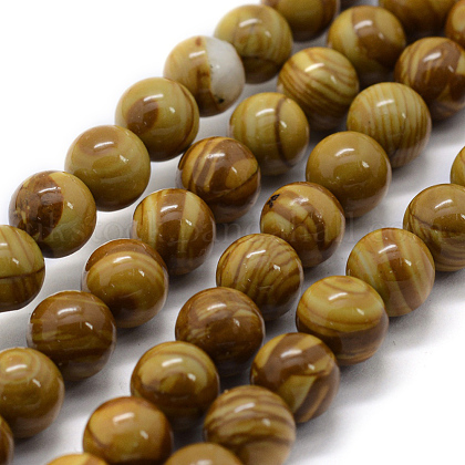 Natural Wood Lace Stone Round Bead Strands UK-G-J276-06-12mm-1