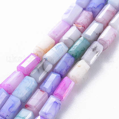 Opaque Baking Painted Crackle Glass Beads Strands UK-EGLA-T008-18I-1