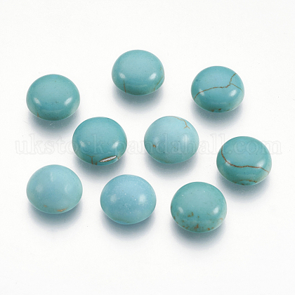Craft Findings Dyed Synthetic Turquoise Gemstone Flat Back Dome Cabochons UK-TURQ-S266-10MM-01-K-1