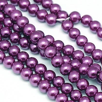 Eco-Friendly  Dyed Glass Pearl Round Bead Strands UK-X-HY-A002-8mm-RB029-1