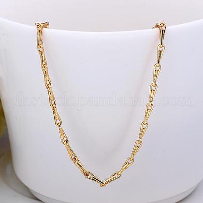 18K Plated Tin Alloy Bar Link Chain Fine Necklaces UK-NJEW-BB10200-18G-1