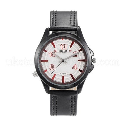 304 Stainless Steel Leather Quartz Wristwatches UK-WACH-N052-04B-1