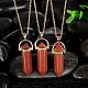 Bullet Synthetic Goldstone Pointed Pendant Necklaces UK-NJEW-BB00024-07-3