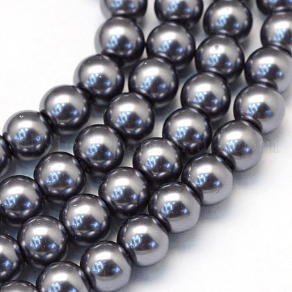 Baking Painted Pearlized Glass Pearl Round Bead Strands UK-HY-Q330-8mm-73-1