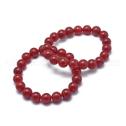 Natural Jade Bead Stretch Bracelets&nbsp;UK-BJEW-K212-A-036-1