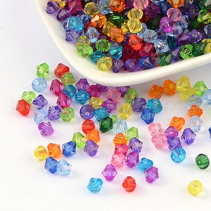 Faceted Bicone Transparent Acrylic Beads UK-DBB6mm-1