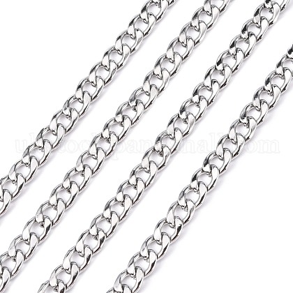 304 Stainless Steel Cuban Link Chains UK-CHS-G010-02P-1