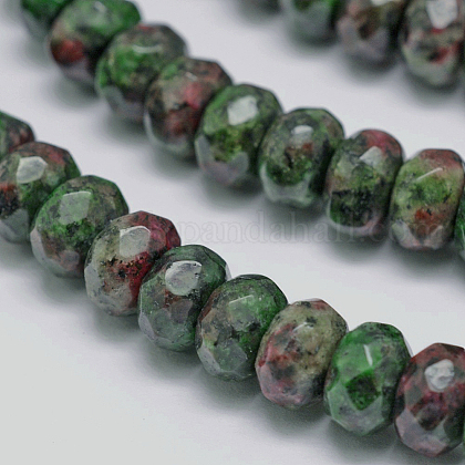 Faceted Natural Ruby in Zoisite Rondelle Beads Strands UK-G-K090-04-1
