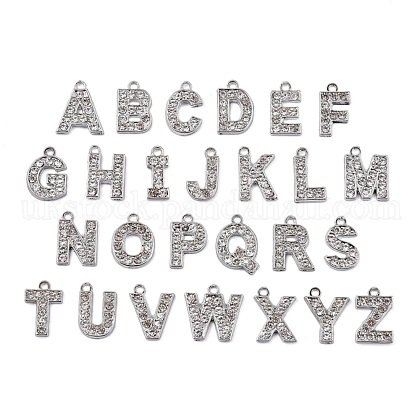 Alloy Rhinestone Letter Charms UK-RB-A052-01-1