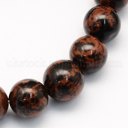 Natural Mahogany Obsidian Round Beads Strands UK-G-S163-10mm-1