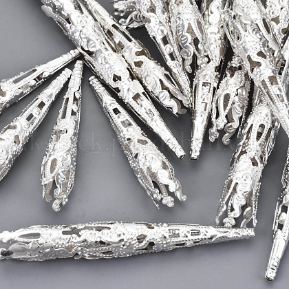 Silver Color Plated Iron Bead Cones&nbsp;UK-X-E049Y-S-1