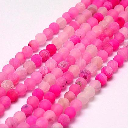 Frosted Natural Agate Beads Strands UK-G-F365-8mm-02-1