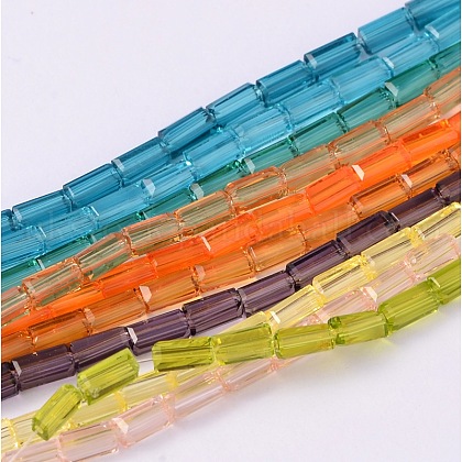 Faceted Cuboid Transparent Glass Beads Strands UK-GLAA-J081-A-M-1