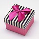 Square with Stripe Pattern Cardboard Ring Boxes UK-CBOX-M001-25-K-2