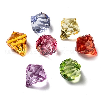 Diamond Shaped Mixed Color Transparent Acrylic Faceted Pendants UK-X-TACR-PL673-M-1