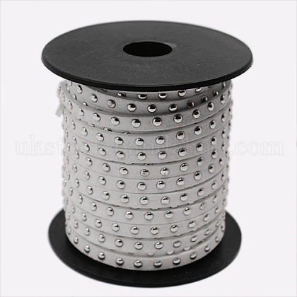 Silver Aluminum Studded Faux Suede Cord UK-LW-D004-03-S-1