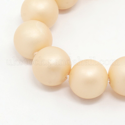 Round Shell Pearl Frosted Beads Strands UK-BSHE-I002-8mm-13-K-1