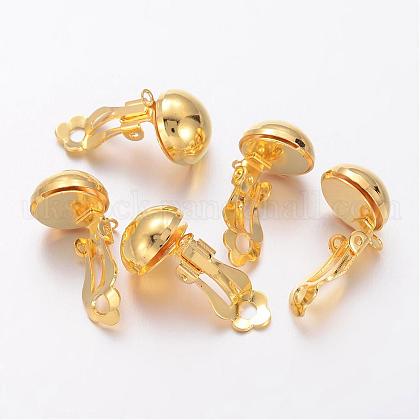 Golden Brass Clip-on Earring Findings For Non-Pierced Ears Jewelry UK-X-KK-E026-G-1