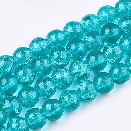 Crackle Glass Beads Strands UK-CCG-Q001-6mm-06-1