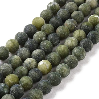 Round Frosted Natural TaiWan Jade Bead Strands UK-G-M248-8mm-02-1