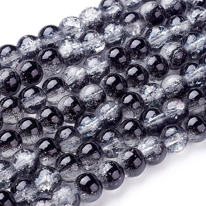 Spray Painted Crackle Glass Beads Strands UK-CCG-Q002-6mm-11-1