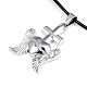 Heart with Wing Couples Leather Pendant Necklaces for Valentine's Day UK-NJEW-P127-040-K-3