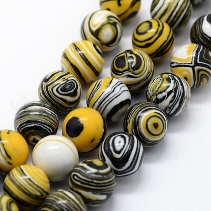 Synthetic Malachite Beads Strands UK-G-A186-B-02-1