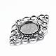 Antique Silver Tibetan Style Alloy Filigree Rhombus Cabochon Connector Settings UK-TIBE-M022-08AS-4