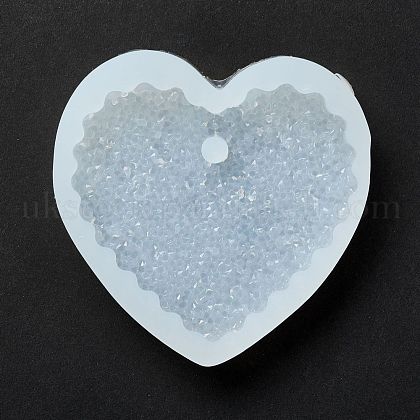 Imitation Embedded Rhinestone Heart Pendant Silicone Molds UK-DIY-I090-09-1