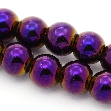 Electroplate Magnetic Synthetic Hematite Beads Strands UK-G-F172-06B-K-1